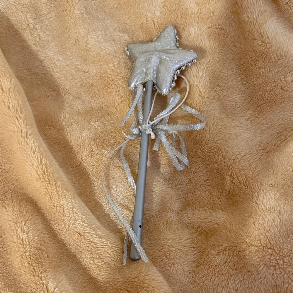 Build-A-Bear Silver Star Fairy Princess Wand with Ribbon
